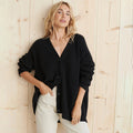 Women's oversized button cardigan in black