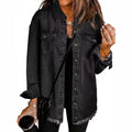 Women's oversized denim shirt jacket in black