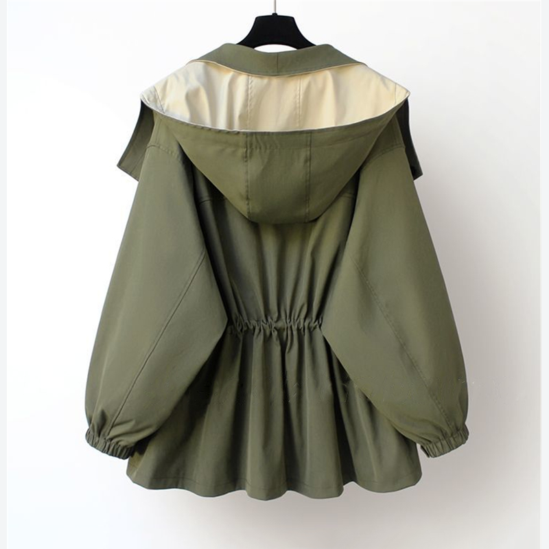 Women's green oversized jacket with cinched waist