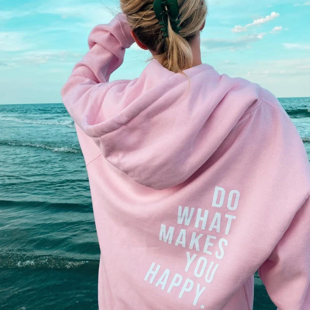 Women's oversized hoodie with back slogan print in light pink