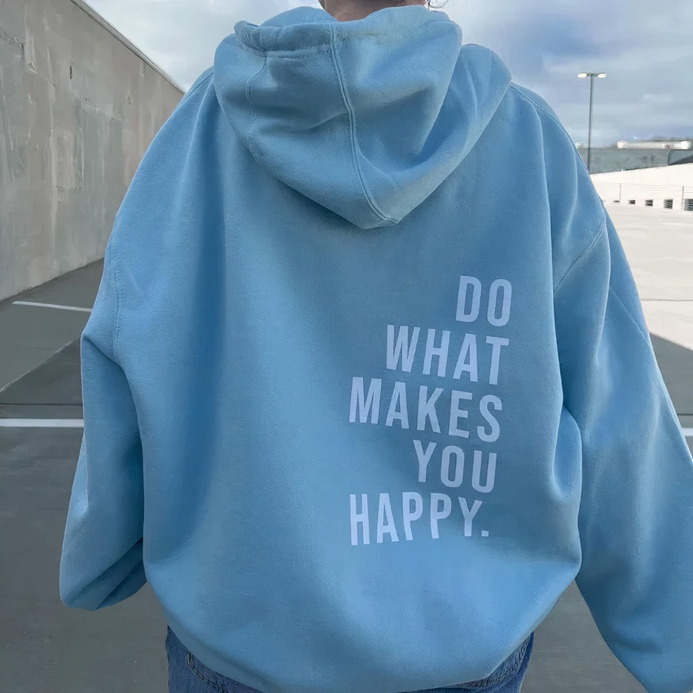 Women's oversized hoodie with back slogan print in light blue