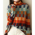 Women's plaid turtleneck sweater in multicolour plaid