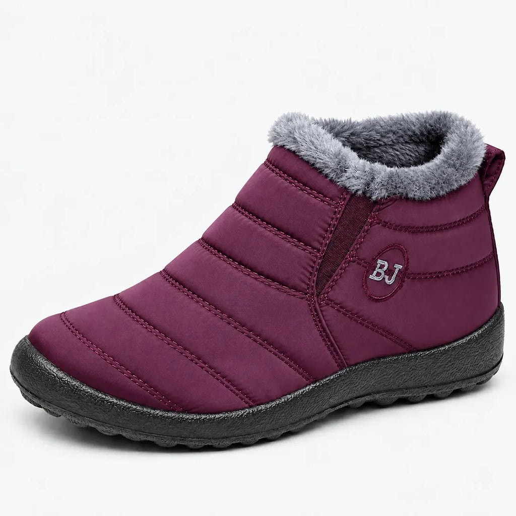 Women's burgundy quilted ankle boot