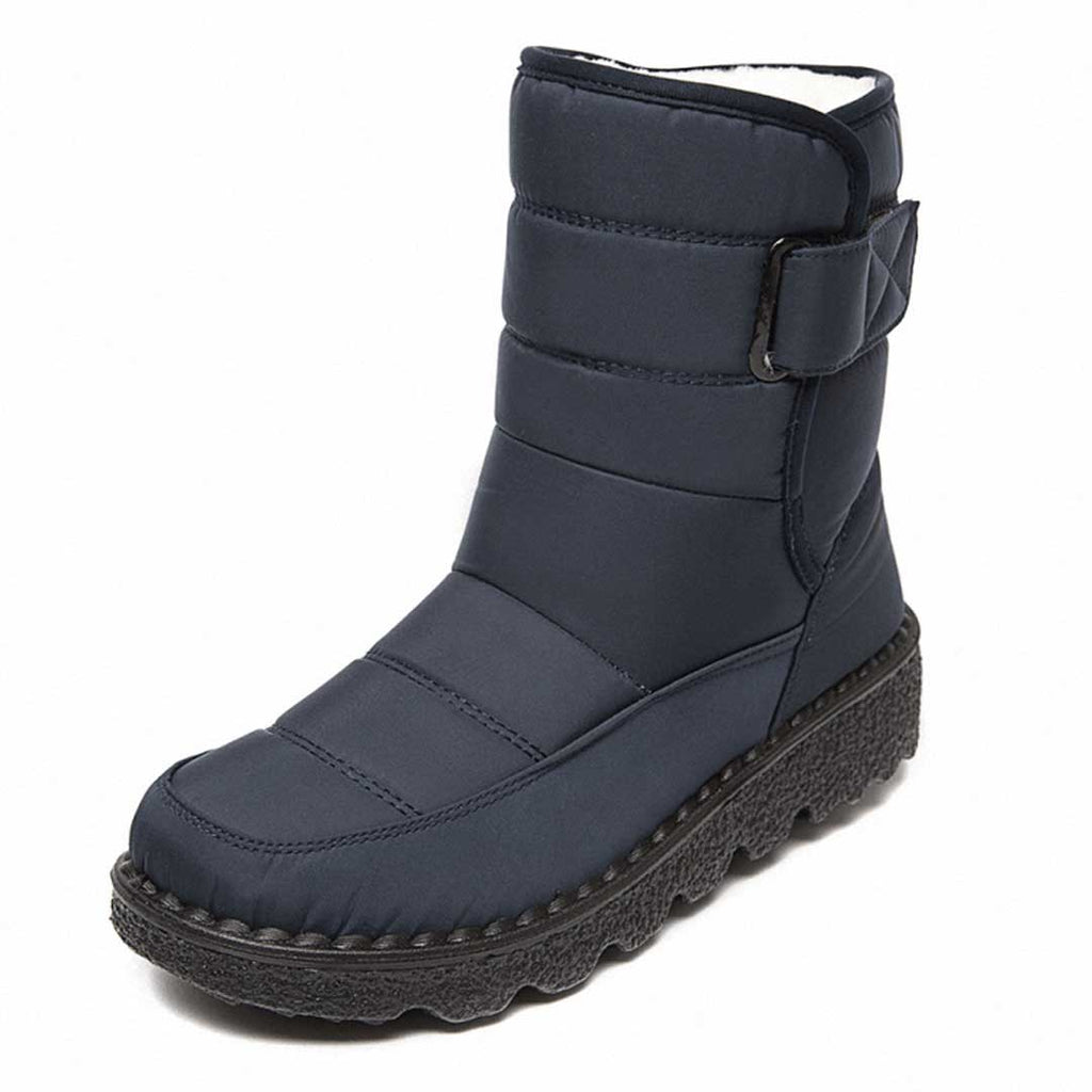 Women's navy blue quilted snow boot