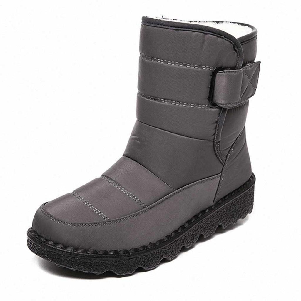 Women's grey quilted snow boot