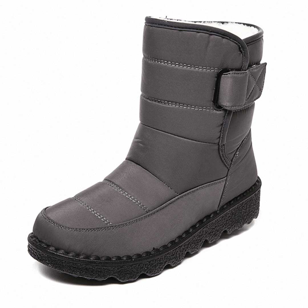 Women's grey quilted snow boot