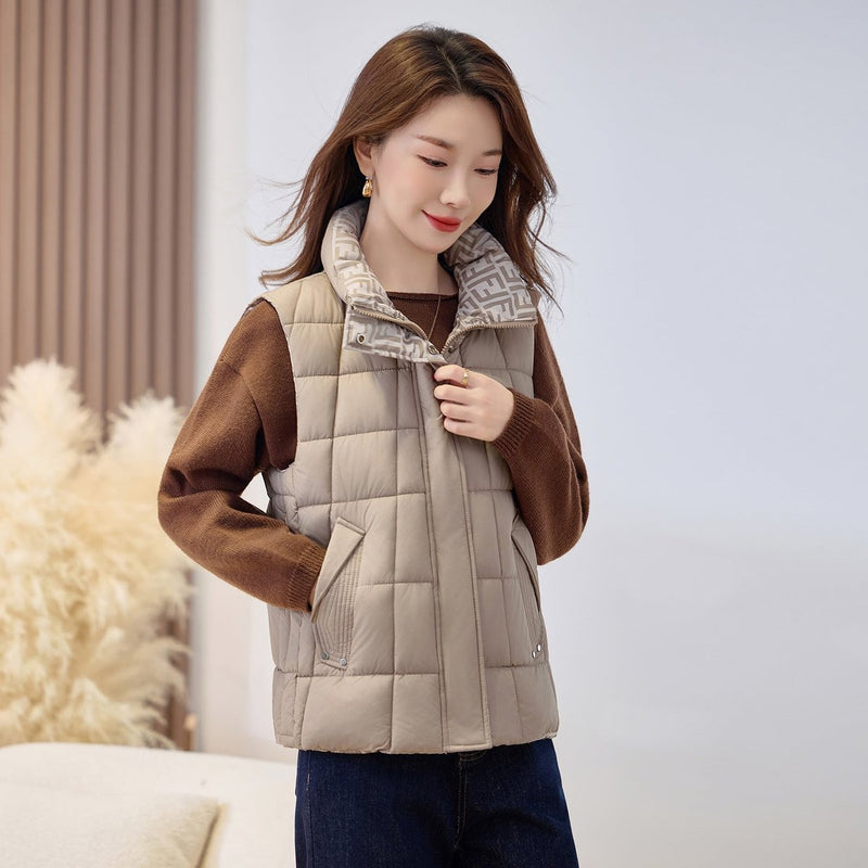 Women's quilted zip vest with high collar – view 5