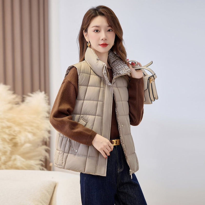 Women's quilted zip vest with high collar – view 6