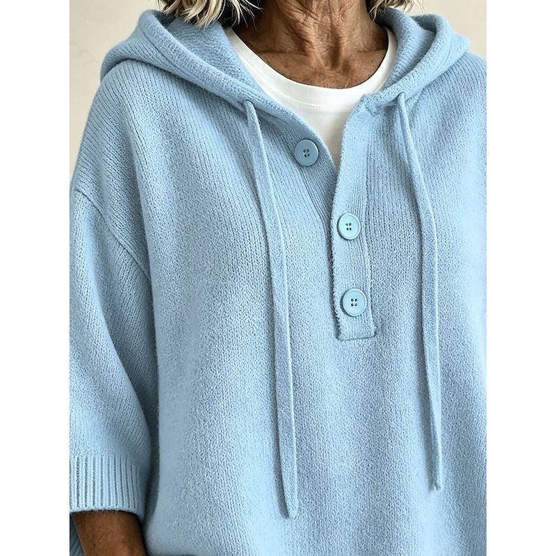 Close-up of the sky blue hooded sweater