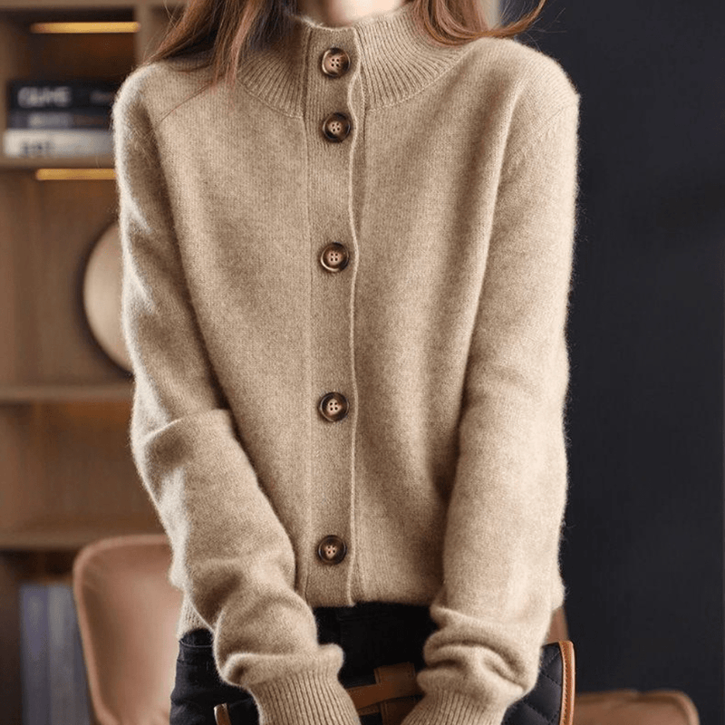 Women's relaxed knit cardigan in khaki