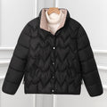 Women's short quilted jacket with stand collar in black