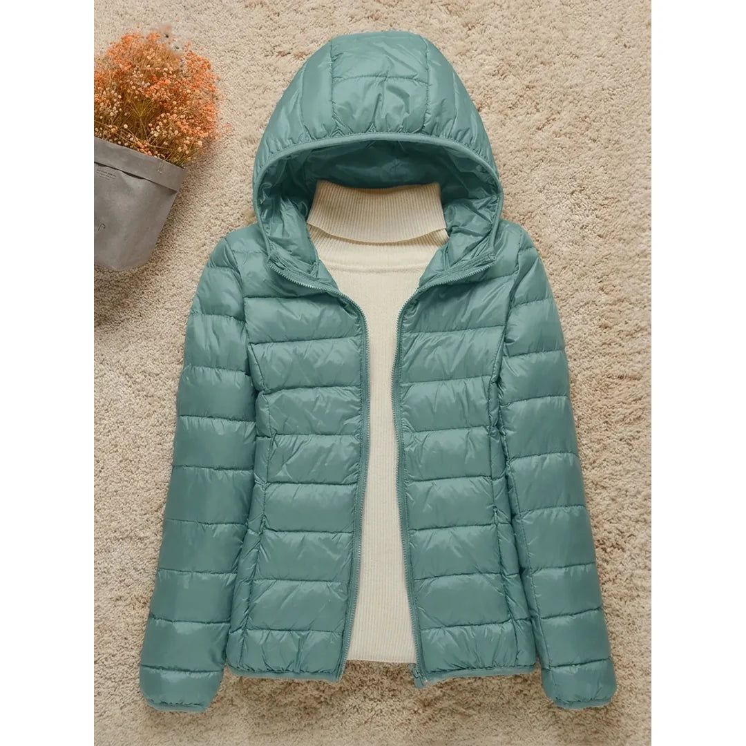 Women's turquoise slim quilted puffer jacket