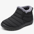 Women's black quilted ankle boot with grey fluffy collar