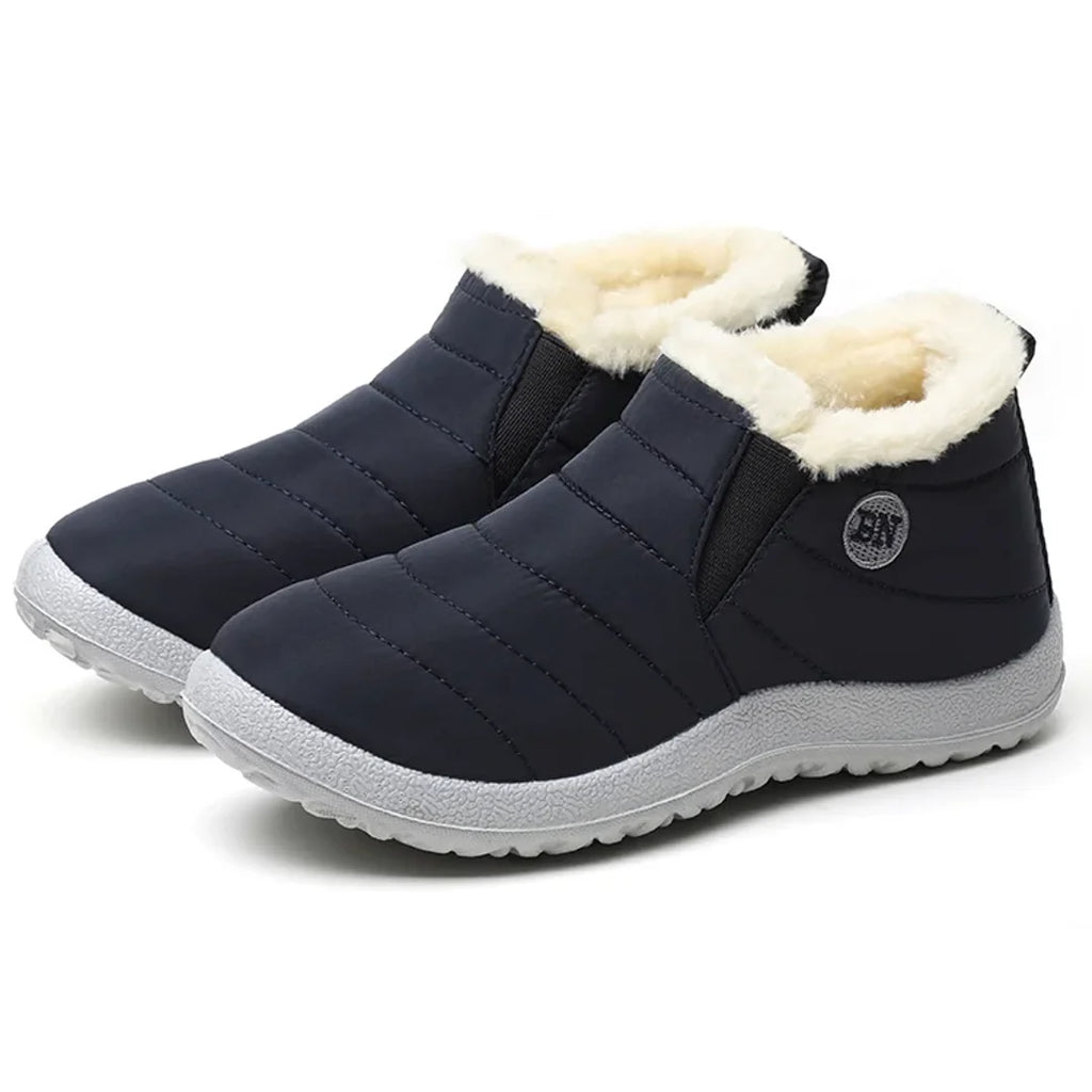 Pair of women's navy quilted ankle boots