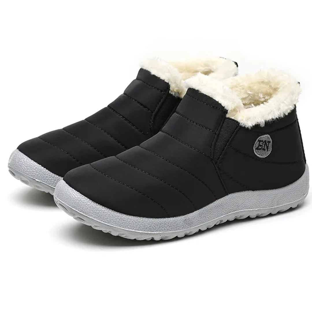 Pair of women's black quilted ankle boots