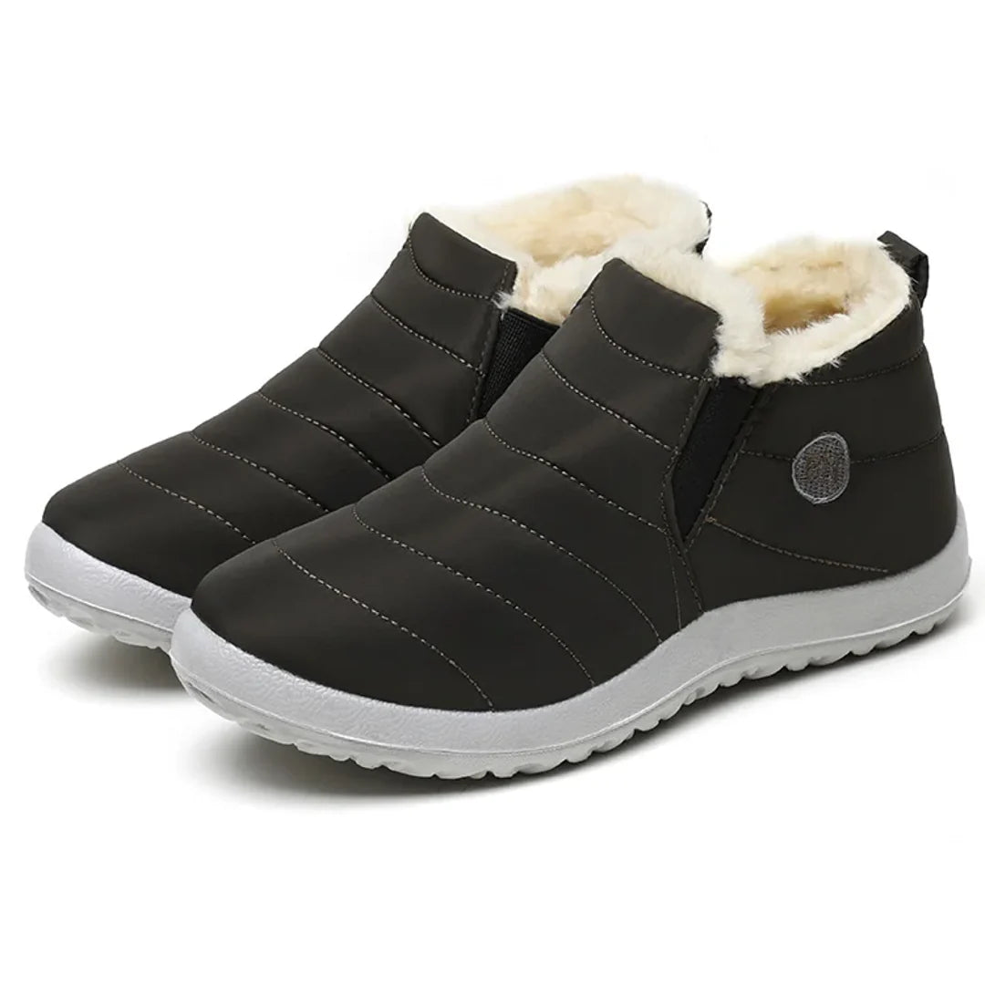 Pair of women's olive quilted ankle boots