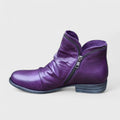 Women's purple slouchy ankle boot with side zip