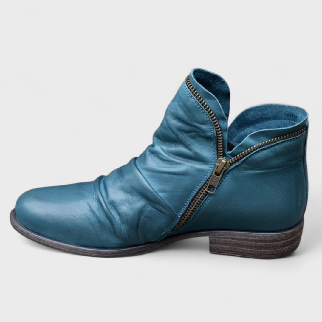 Women's teal blue slouchy ankle boot