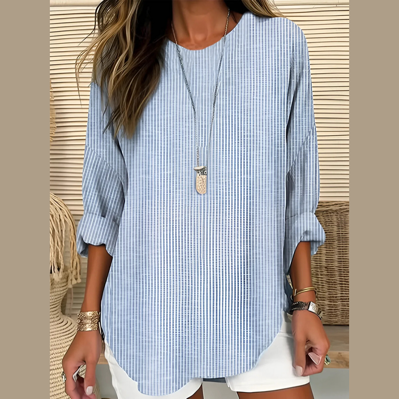 Women's striped relaxed blouse in blue
