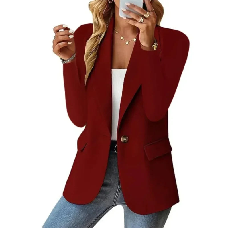 Women's tailored blazer in burgundy