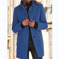 Women's tailored stand-collar coat in blue