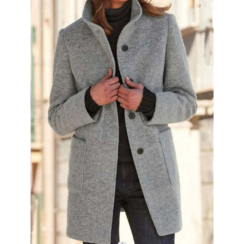 Women's tailored stand-collar coat in grey