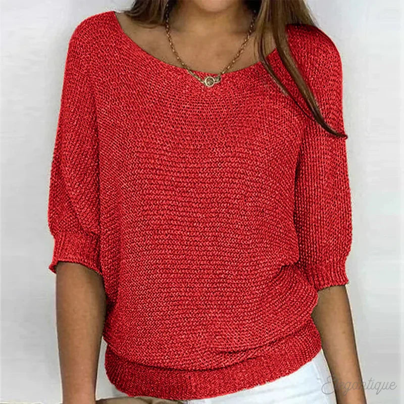 Women's textured knit sweater with round neck – colour overview