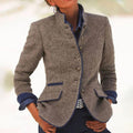 Women's textured stand-collar jacket in light brown