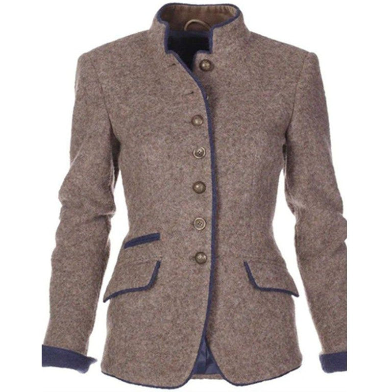 Women's light brown textured jacket – back view