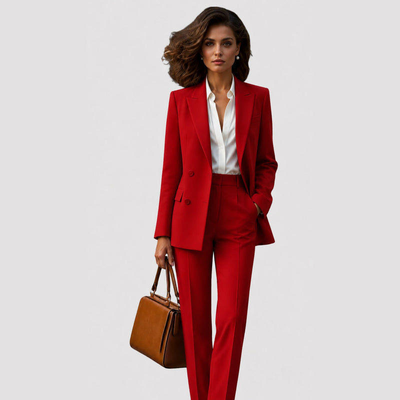 Women's blazer and trousers set in red