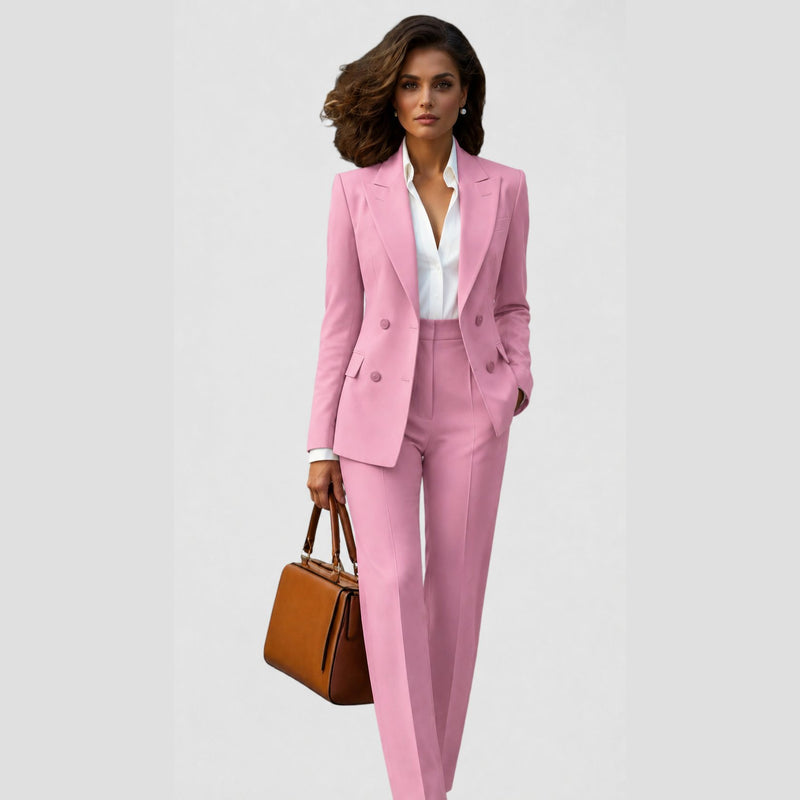 Women's blazer and trousers set in pink