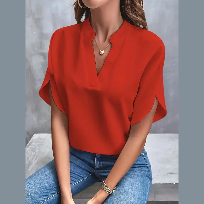 Women's V-neck blouse in red