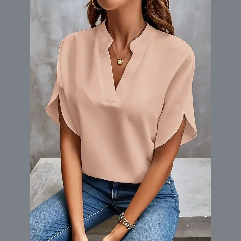 Women's V-neck blouse in pink