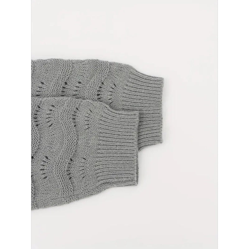 Grey cardigan textured sleeve and ribbed cuff detail