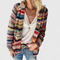 Women's multicolour red chunky knit open-front cardigan