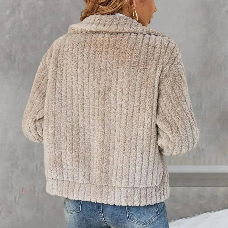 Beige plush jacket – back view